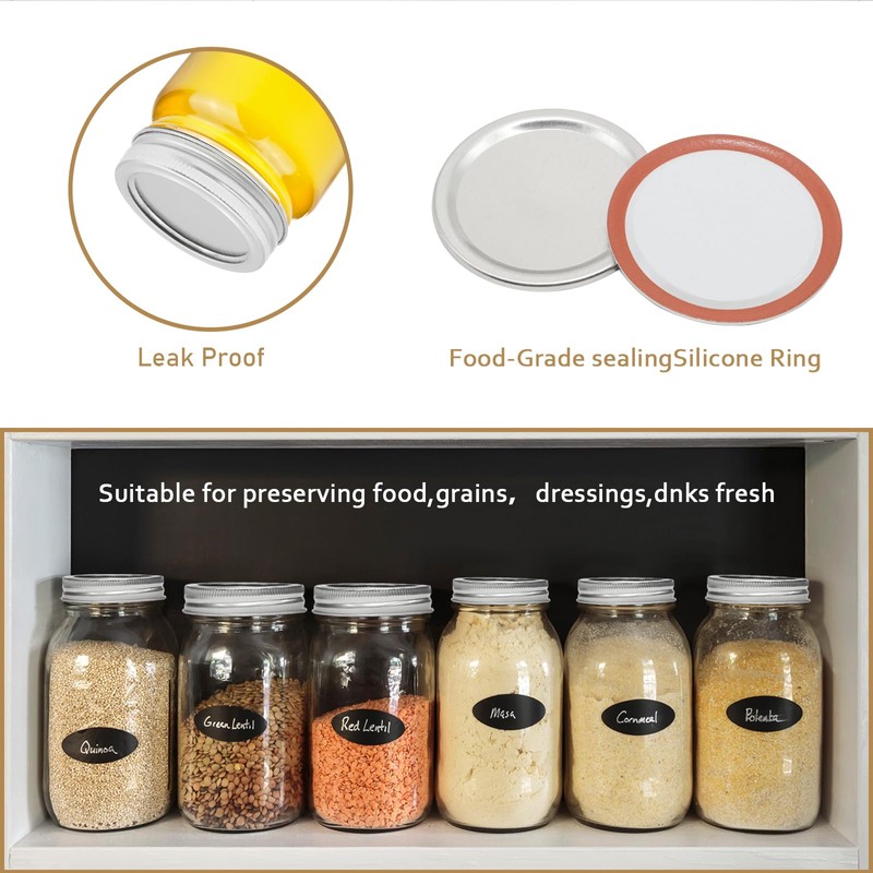 JAKOUE 12 Pairs Wide Mouth Mason Jar Lids & Bands
