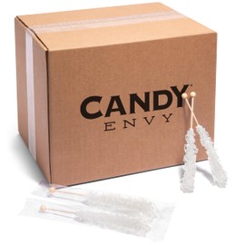 Candy Envy - White Rock Candy Sugar Sticks - Original Sugar Flavored - 144 Indiv. Wrapped