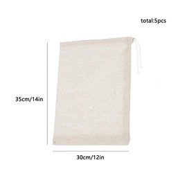 WYAN 5 Nut Milk Bag, Muslin Cloths, Washable and Reusable Nut Milk Bag, Suitable for Nut Milks, Tea Bags, Juice, Wine, Yogurt, Cheese, Cold Brew Coffee and Tea (12 X 14 Inches)