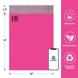 POLYSELLS 100 pcs 10x13 Inches Pink Poly Mailers Shipping Envelopes, Strong Adhesive Sealing, Waterproof, and Tear-resistant Postal Mailing Bags for Clothing, Books, and Accessories