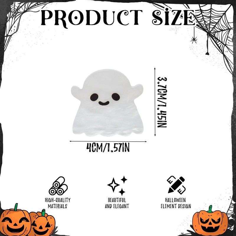 Cute Ghost Hair Clips Halloween Hair Accessories Acrylic White Design