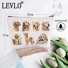LEVLO Golden Retriever Cosmetic Bag Golden Retriever Lover Gift Golden Retriever Owner Travel Bag Golden Retriever Mum Gift, Golden Retriever, Cosmetic bag