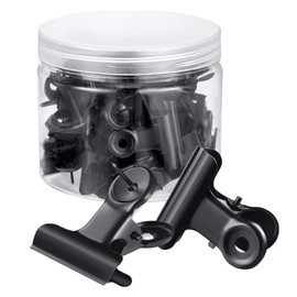 Pack of 30 Paper Clips with Pins - Bulldog Clip Push Pins, 30 mm Small Metal Clips Push Pins Clips, Paper Money Binder Clamps for Cork Boards Art Projects (Black)