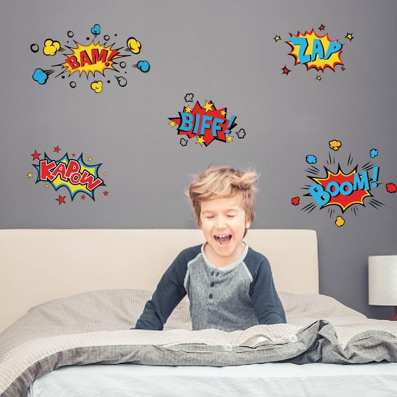 SUPERDANT Superhero Comic Book Word Wall Stickers Biff Kapow Boom