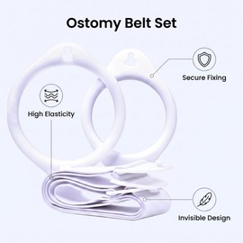 Ostomy Belt Set, Adjustable Stoma Support Belt with 2 Ostomy Rings, Invisible & Breathable Elastic Ostomy Supplies for Colostomy, Ileostomy, Urostomy, Secure Fixation for Men & Women Daily Use