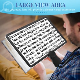 10x Large Magnifying Glass for Reading with Light,Books Full Page Magnifier Hands Free with 50 Adjustable Brightness Led Lights Neck-Wear Magnifying Glass for Repairs Seniors Close Worker