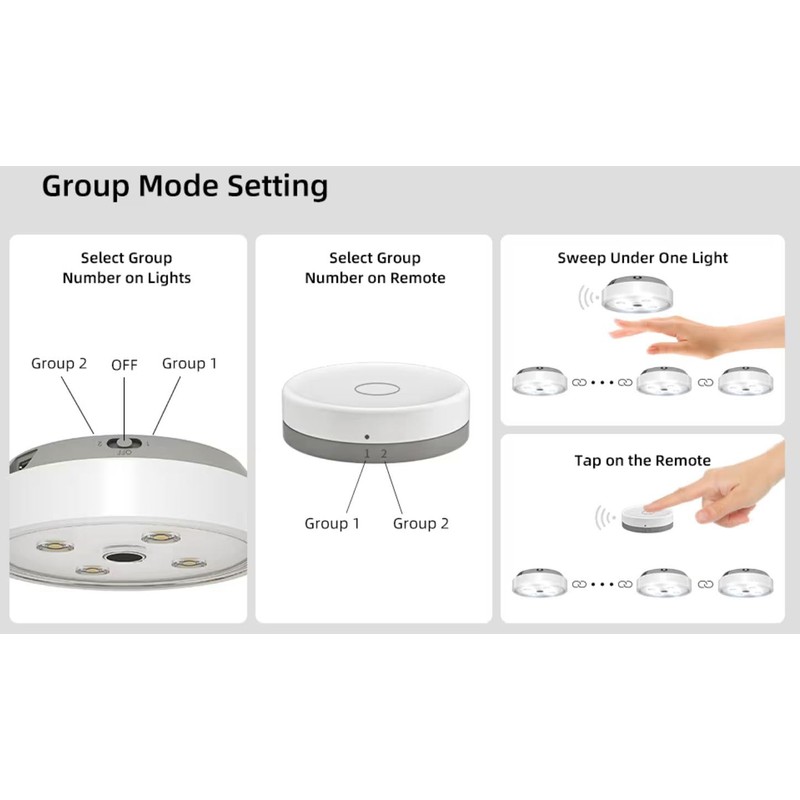 EZVALO Puck Lights with Remote Control, Rechargeable LED Battery Operated,