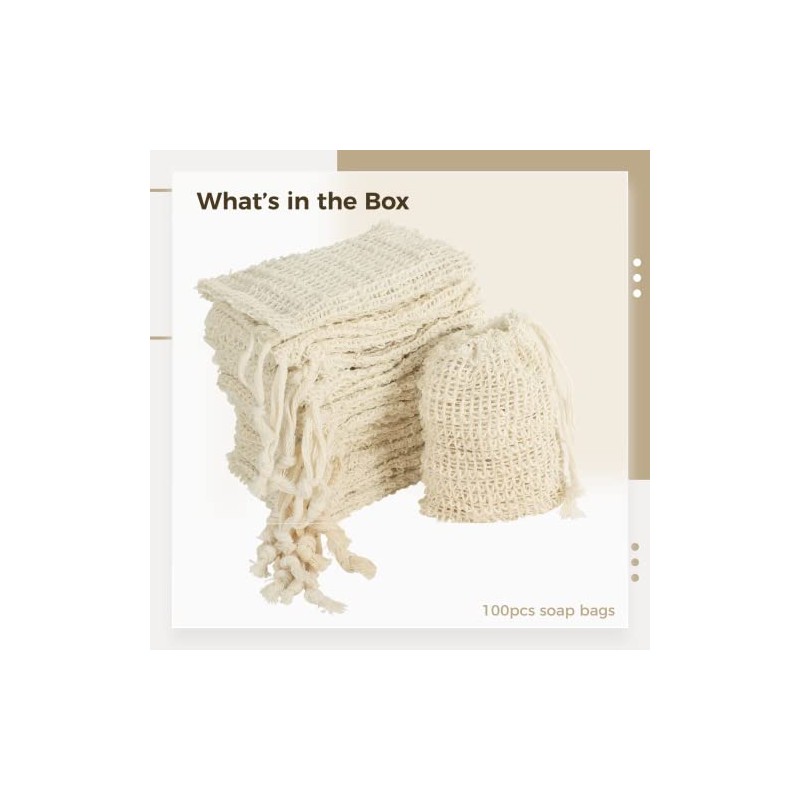 100 bolsas protectoras de jabón de sisal con cordón, bolsas
