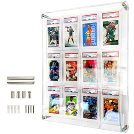 ELITIK Acrylic Card Display Case for Graded Cards, Holds 12 PSA, CSG, CGC, Slabs on The Frame, for Wall Mount or Desktop - Clear View Show Your Trading Cards Sports, Baseball, Football, Basketball...