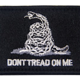 Don't Tread On Me Tactical Embroidered Morale Applique Fastener Hook&Loop Patch - White & Black