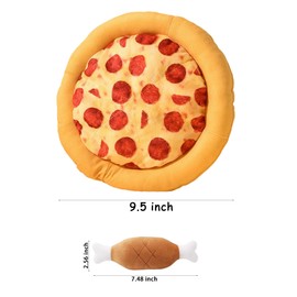 DIYUQISHI Puppy Toys - Cute Squeaky Pet Toys for Teething, Plush Chew Toys for Small Dogs, Puppy Playset with Pizza & Bone