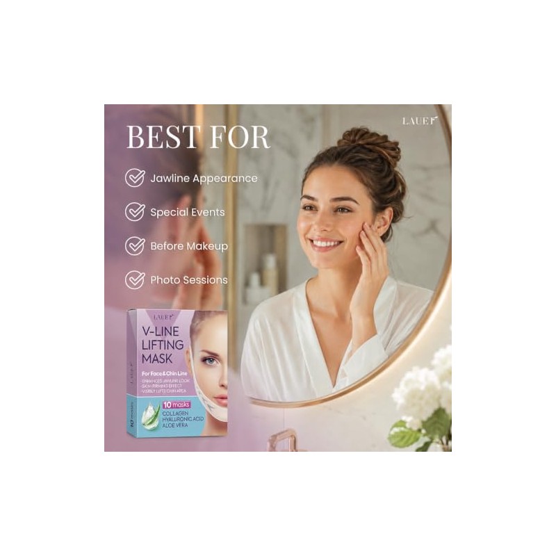 LAUER COSMETIC Mascarilla Hidrogel en V para Mentón con Colágeno,