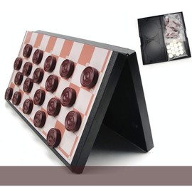 TOYANDONA Draughts Board Games Wooden Draught Magnetic Checkers Board Game Folding Wooden Chess Set for Adults