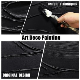 CGXART Abstract Painting Wall Art for Living Room Black Painting Wall Decor for Bedroom Modern Wall Art for Bathroom Size 20 x 40 Inch