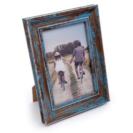 Truu Design, Decorative Distressed Weathered Wooden Look Picture Frame, 4 x 6 inches, Blue