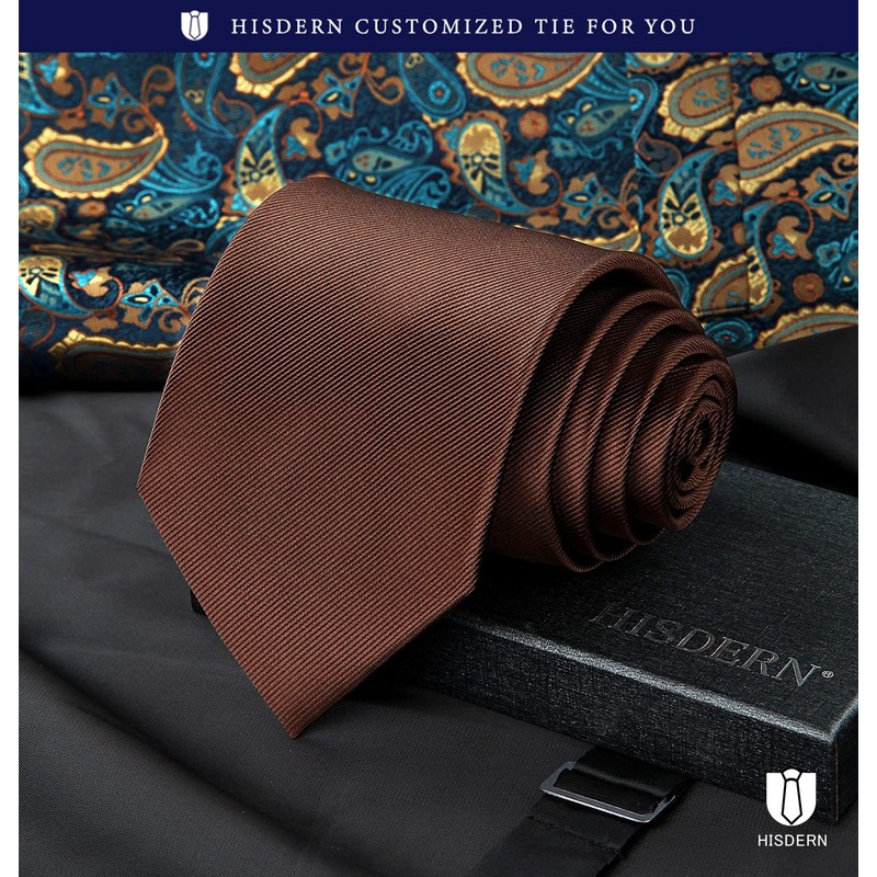 HISDERN TL-03S Plain Shiny Necktie Square Set, Men's, Formal Business,