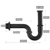 Siphon Black Matt for Washbasins and Washbasins, Keymark Brass Pipe