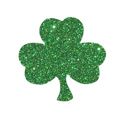 Shamrock Iron On Decal, Graphic Clover Vinyl Patch TShirt Transfer, DIY Craft, No Sew, Iron-On Most Items with Home Iron in 5 Min (Green Glitter)