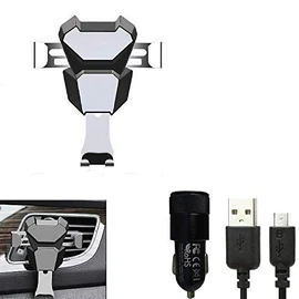K-S-Trade Qualitativ & Innovativ KFZ Halterung Für Alcatel 1S (2019) Halterung Lüftungshalterung Lüftungsschlitz Schwarz-Silber Autohalterung