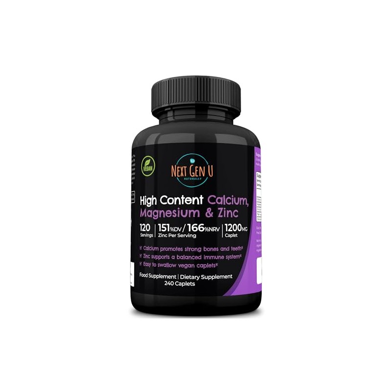 NGU Calcium Magnesium Zinc Essential Mineral Supplement 240 Vegan Caplets