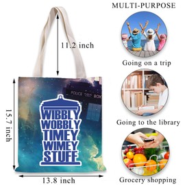 BDPWSS Dr Who TV Show Inspired Gift Doctor Tote Bag Policeman Box Fan Gift Wibbly Wobbly Timey Wimey Stuff Gift Dr Who Gift (Wibbly Wobbly TG)
