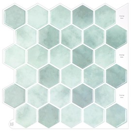 WoStick Fliesenaufkleber 3d Klebefliesen Küche Bad Küchenrückwand Folie Fliesen Selbstklebende Hexagon（10-Stück 30.5x30.5cm）