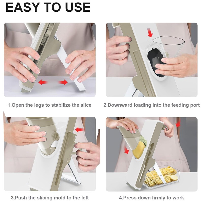Mandoline Slicer for Kitchen, Mandoline Slicer Safe Multifunctional Dicer Adjustable