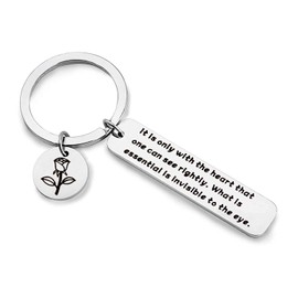 Little Prince Quote Keychain Reader Gift With Heart Can See Rightly The Essential Is Invisible To The Eye Gift For Book Lovers