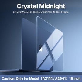 Soonjet for MacBook Air 15 inch Case M3 M2 2024 2023 [Exclusive Midnight, Dazzle Boldly] [Outshine Bare Beauty] Hard Shell Protective Cover for Laptop Model A3114 A2941 - Crystal Midnight