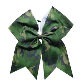 7"Camo Cheer Bow Cheer Bows Full Camouflage Ponytail Hair Ties Ponytail Holder Accessories.(FQ9) (D)