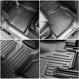 HOUCLEMIC Floor Mats for 2020-2025 Ford Explorer Accessories, Cargo Mat with Backrest Mat All Weather TPE Waterproof for Ford Explorer 7 Passenger Captain Seat ST Accessories 2025 2024 2023