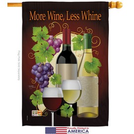 Breeze Decor Wine More Wine, Less Whine Garden House Flags Set Beverages Drink Fruits Cheese Sangria White Red Rose Dessert Sparkling Small Decorative Gift Yard Banner Made in USA 28 X 40