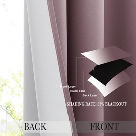 NICETOWN Room Darkening Gradient Color Ombre Curtains 95 Inch Length, Thermal Insulated Grommet Window Drapes for Living Room/Bedroom (Dry Rose to White, 2 Panels, 52 Inch Wide per Panel)