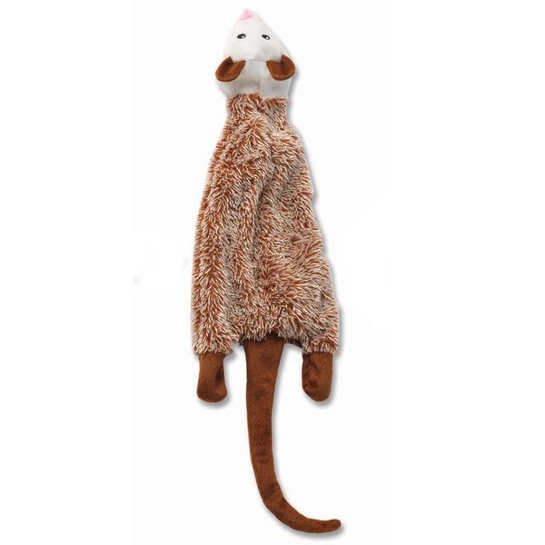 PetRageous 14054 Road Opossum Plush Dog Squeak Toy, Brown