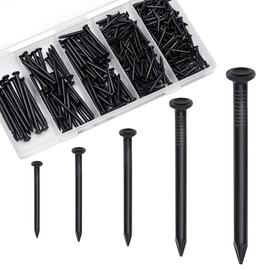 OMOTOOL Brick Steel Nails Assortment Kit (350 pcs), Galvanized Concrete Wall Nail for Hanging Pictures and Woodworking, Cement Nails Suit for Drywall and Pine，5 Size Assortment (Black)