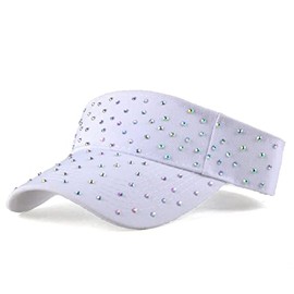 Visera brillante con purpurina para verano, UPF 50+, visera brillante para mujer, visera para deportes al aire última intervensión, sombrero de golf de moda, Blanco, 6 7/8-7 1/2