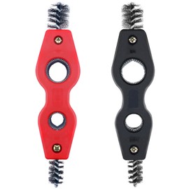 2 PCS 4 in 1 Copper Tubing Brush, 1/2 in, 3/4 in Copper Pipe Cleaner, Stainless Steel Copper Tubing Wire Brush Cleaning Inside and Outside Thread for Plumbing Installation, Soldering, Copper Pipes
