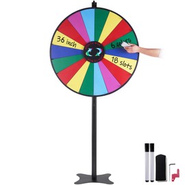 Happybuy 36" Spinning Prize Wheel, 18 Slots, Dry Erase with 2 Markers, Tabletop/Floor Standing, for Parties, Trade Shows