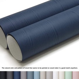Peel and Stick Self Contact Paper Dark Blue Wood Self Adhesive Paper 19.6"x118" Decorative Self Adhesive Film for Furniture Wood Grain Self Adhesive Removable Wallpaper