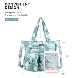 Angelkiss Purses Handbags for Women PU Tote Satchel Bags for Women Pockets Shoulder Bags-Blue&Green，Large