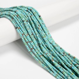 Unbranded Blue Turquoise Faceted Rondelle Beads Size 2x3mm 15.5'' Strand