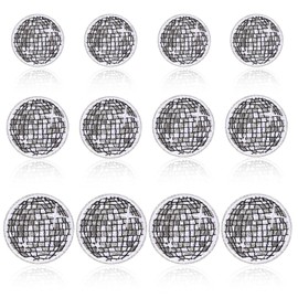 12pcs Disco Ball Iron on Patch, 3 Sizes Disco Ball Embroidered Applique Funny Western Embroidered Iron on Patches for DIY Clothes Shoes Bags Hats
