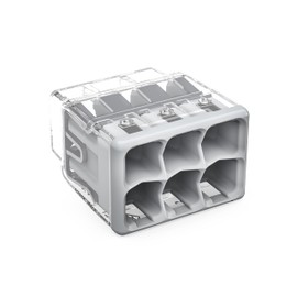 WAGO 2773-406 | Wall-Nuts PUSHWIRE Splicing Connector | for Solid and Stranded Conductors | 6-Conductor | Gray Cover | [Box of 50 Pieces]
