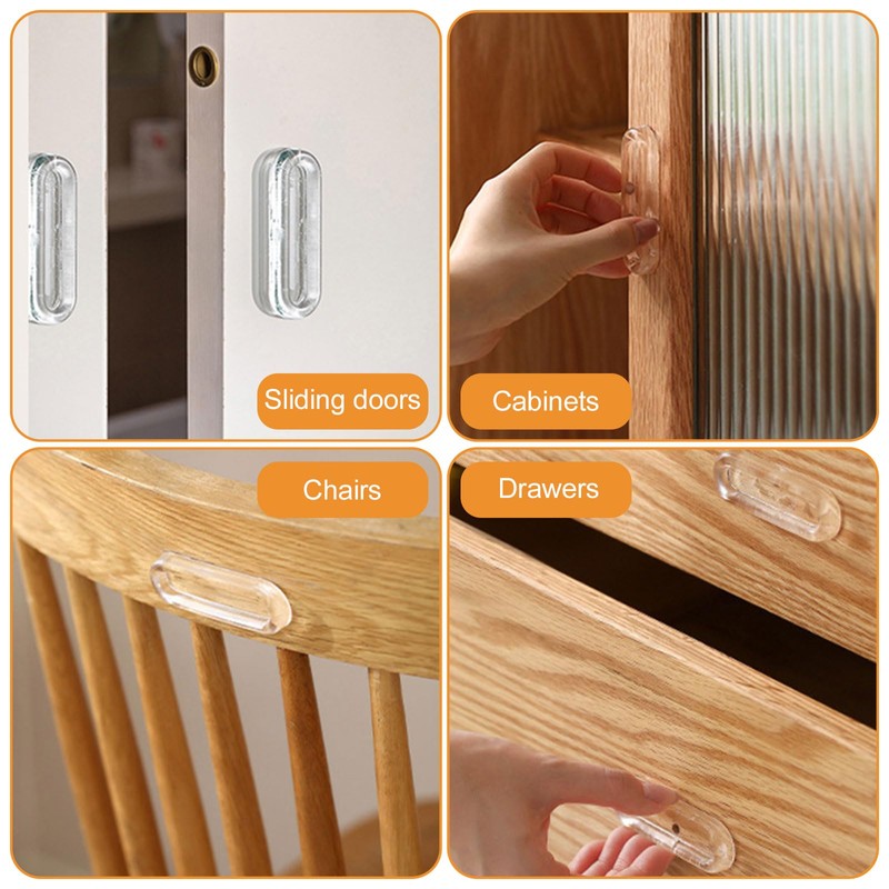 MOROBOR Clear PU Self-Adhesive Pulls, 4 Pcs Recessed Finger Pulls