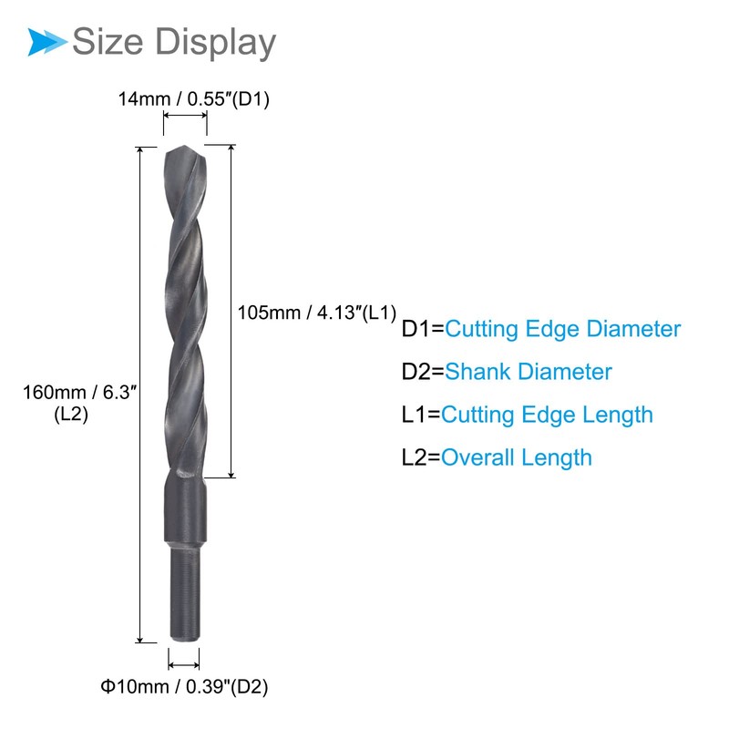 CoCud Reducing Shank Twist Drill Bit 14mm Cutting Edge Nitride
