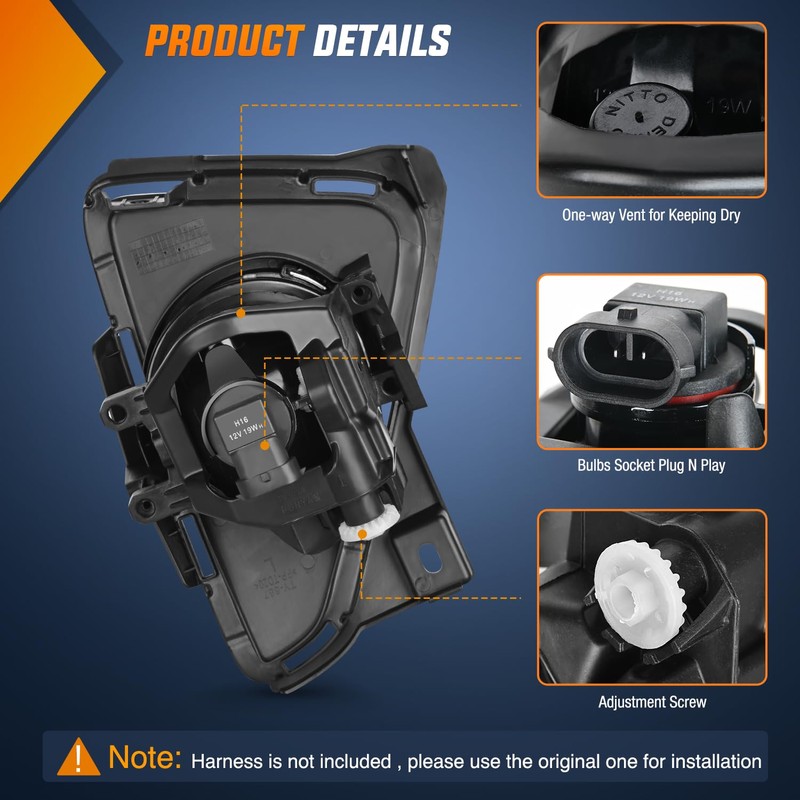 Nilight Fog Lights Assembly Compatible with 2016 2017 2018 Toyota