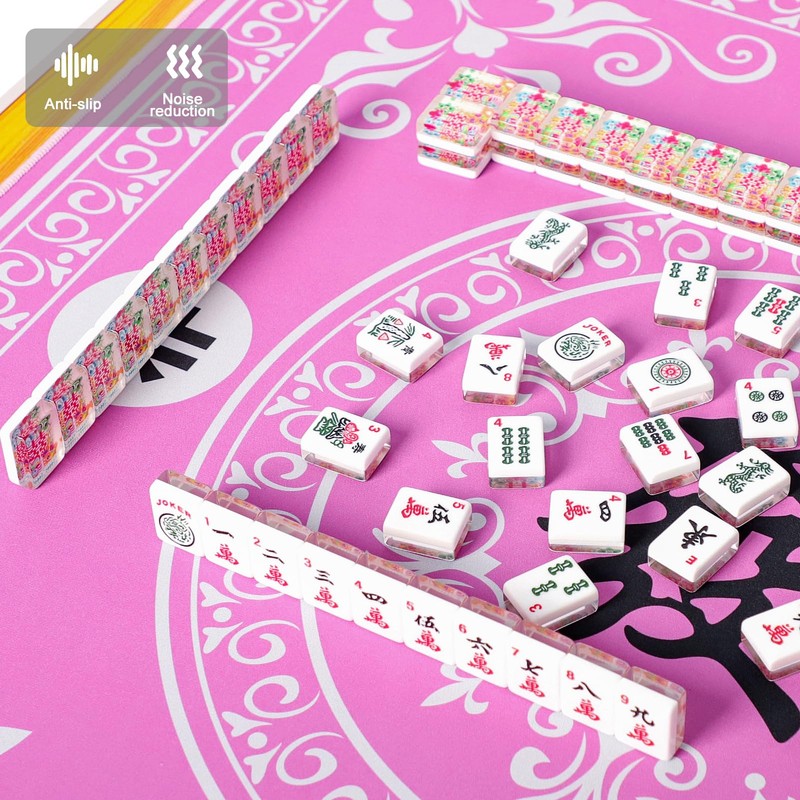 GUSTARIA Mahjong Mat,Mahjong Table Mat with 3 Dice & Carrying