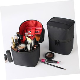 TOVINANNA Large Capacity Makeup Bag Organizer for Women and Girls Portable Travel Cosmetic Case for Toiletries Essentials Stylish Black Design