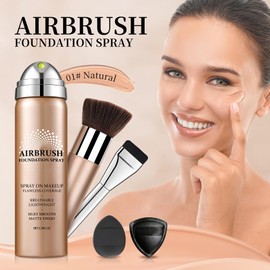 AOAZXBB Airbrush Foundation Makeup Silky Mist Spray Foundation Full Coverage Airbrush Flawless Setting Spray Makeup-01 Natural
