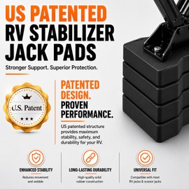 RV Stabilizer Jack Pads 2 Pack, Heavy Duty Rubber Scissor Jack Blocks, RV Leveling Jack Foot Protection Pads, Thickened Non-Slip Base, Suitable for Various Jack Bases, Black